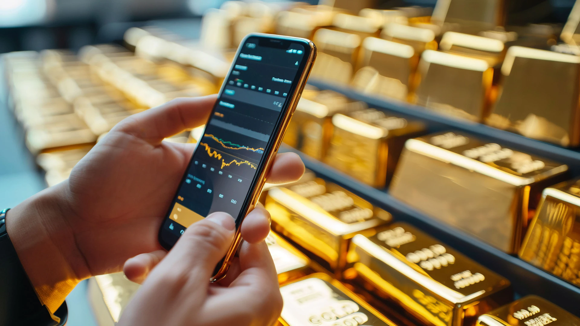 Investor menggunakan aplikasi smartphone